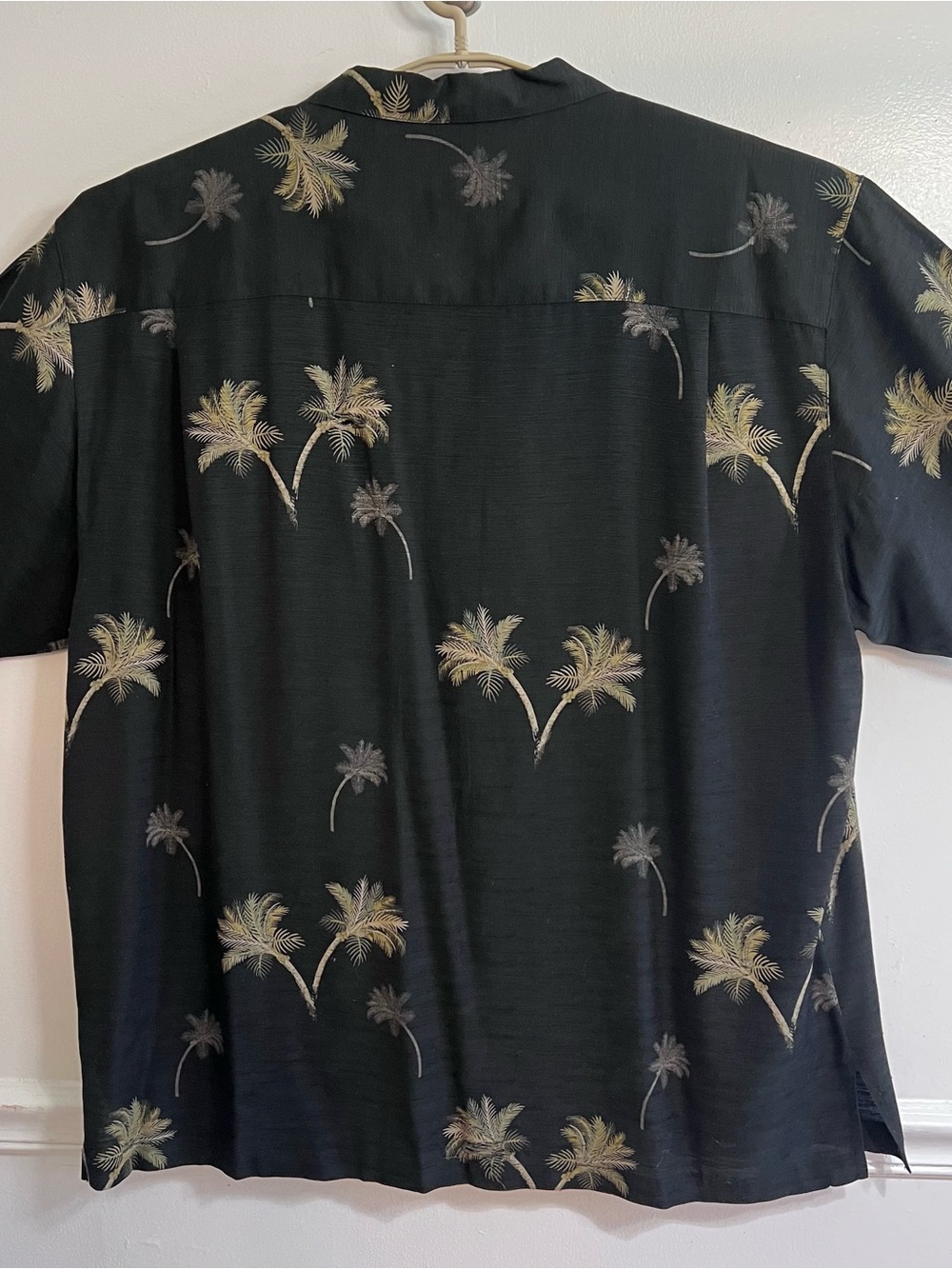 Weekender Silk Viscose Hawaiian Shirt 2XL Black Palm Tree Camp Collar | Y2K